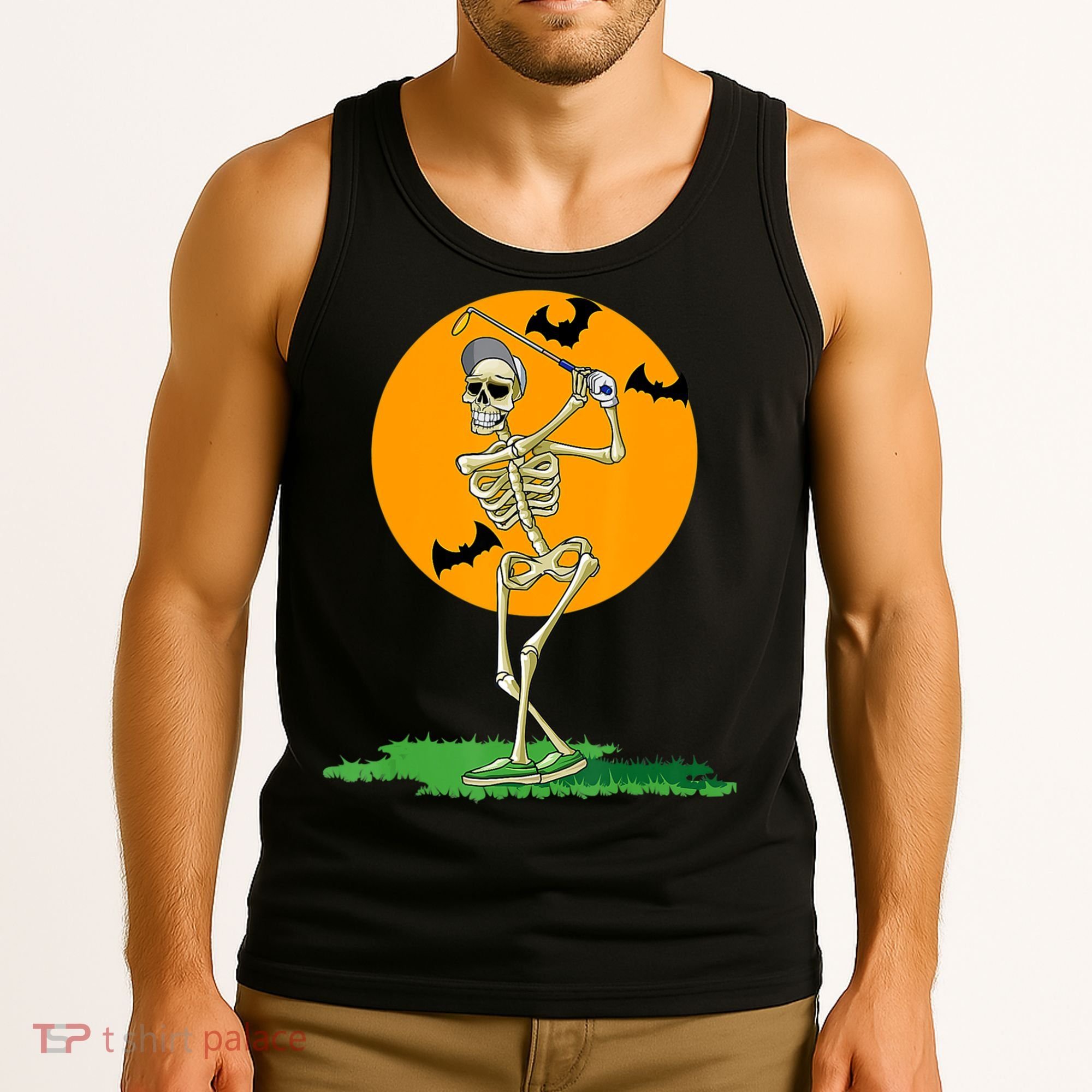 Golfing Skeleton Halloween Golf Halloween Golfer Tank Top
