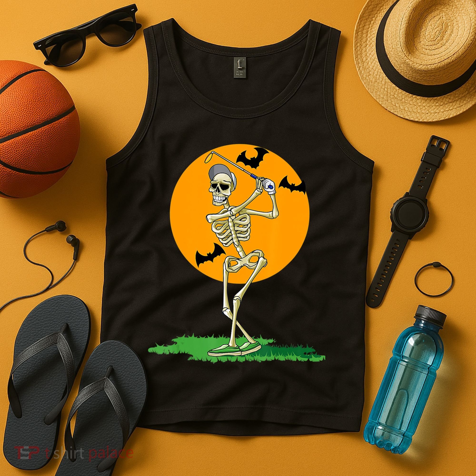 Golfing Skeleton Halloween Golf Halloween Golfer Tank Top
