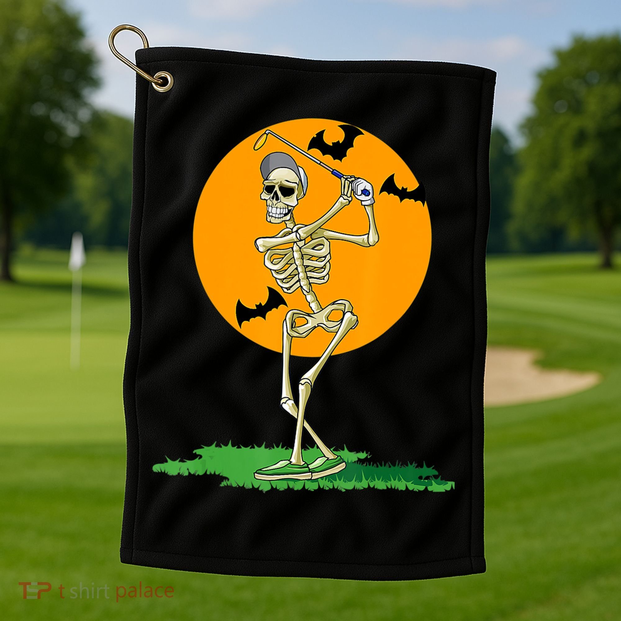 Golfing Skeleton Halloween Golf Halloween Golfer Golf Towel