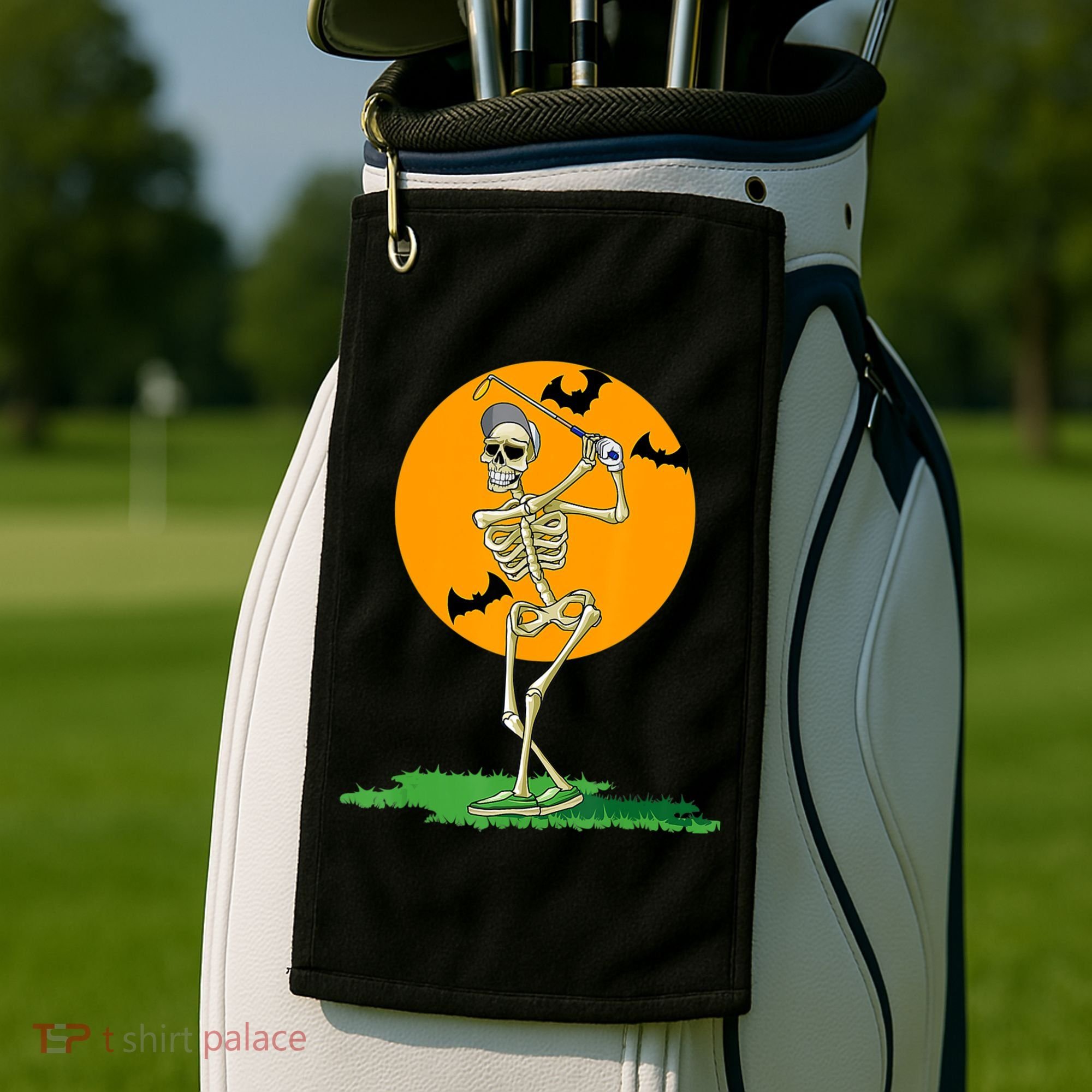 Golfing Skeleton Halloween Golf Halloween Golfer Golf Towel