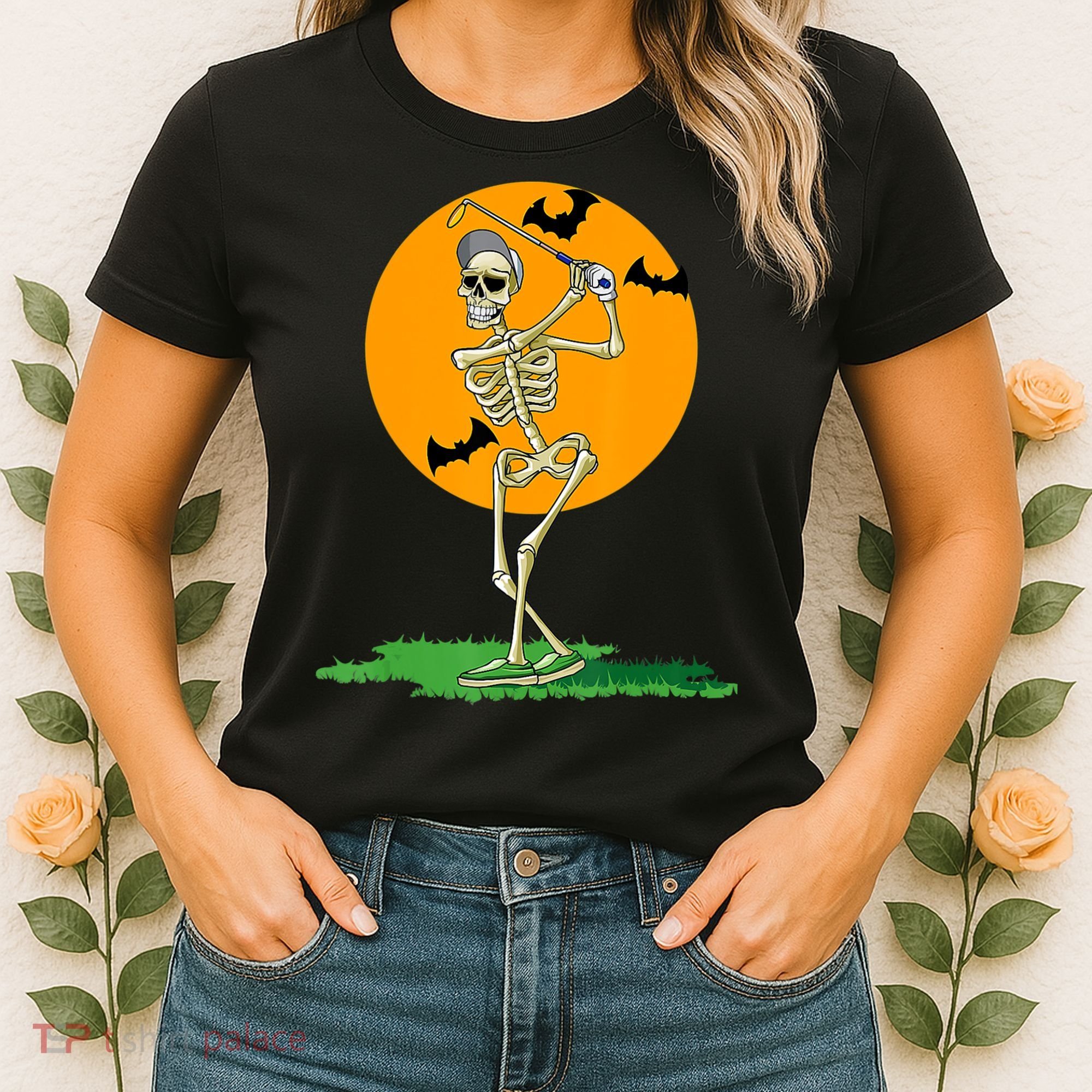Golfing Skeleton Halloween Golf Halloween Golfer Women's T-Shirt