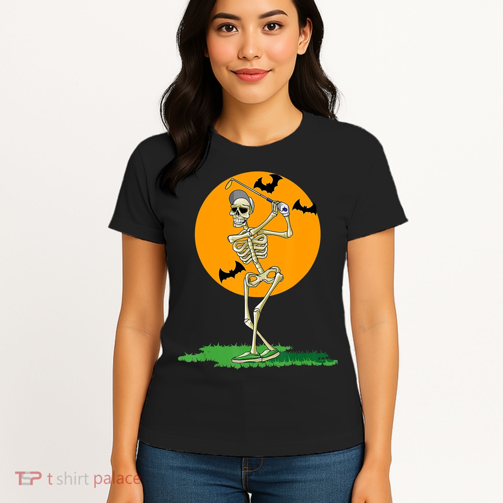 Golfing Skeleton Halloween Golf Halloween Golfer Women's T-Shirt