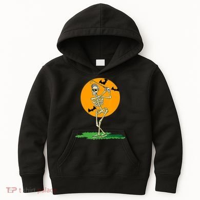 Golfing Skeleton Halloween Golf Halloween Golfer Kids Hoodie