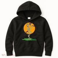 Golfing Skeleton Halloween Golf Halloween Golfer Kids Hoodie thumb 0