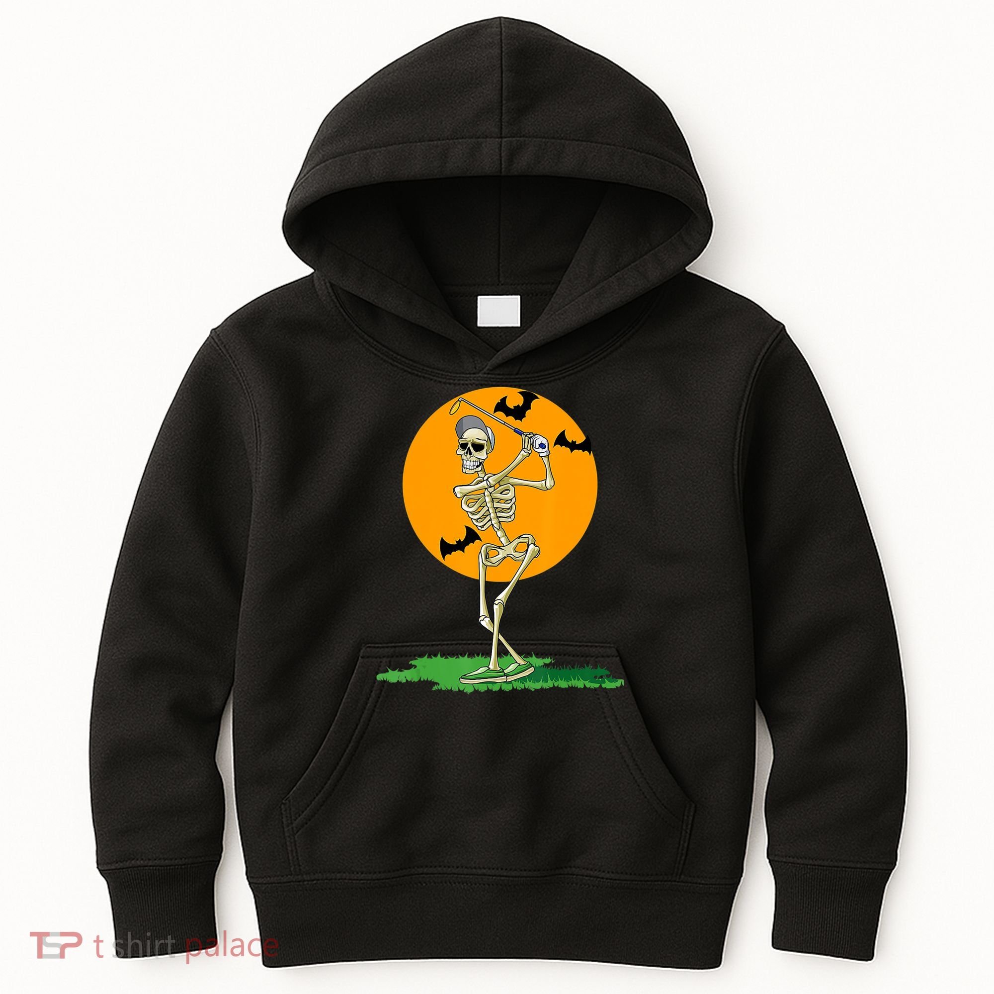 Golfing Skeleton Halloween Golf Halloween Golfer Kids Hoodie