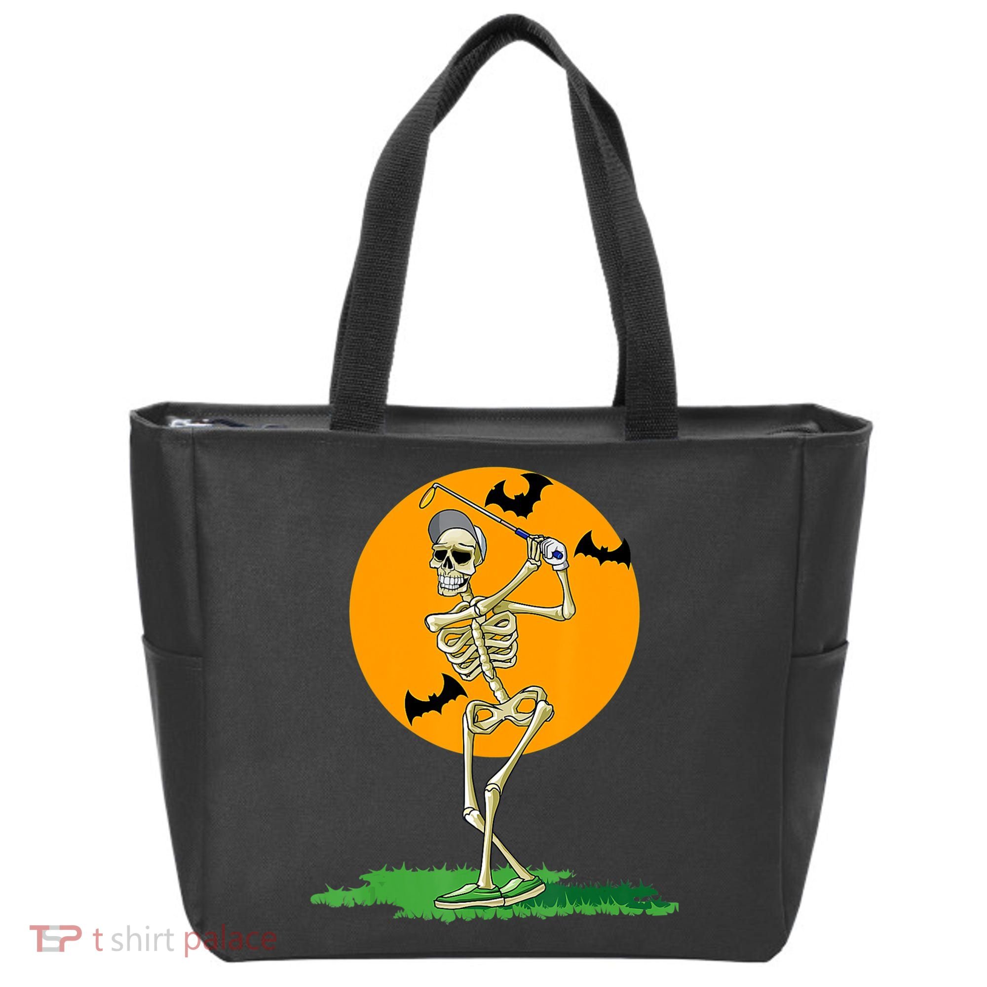 Golfing Skeleton Halloween Golf Halloween Golfer Tote Bag