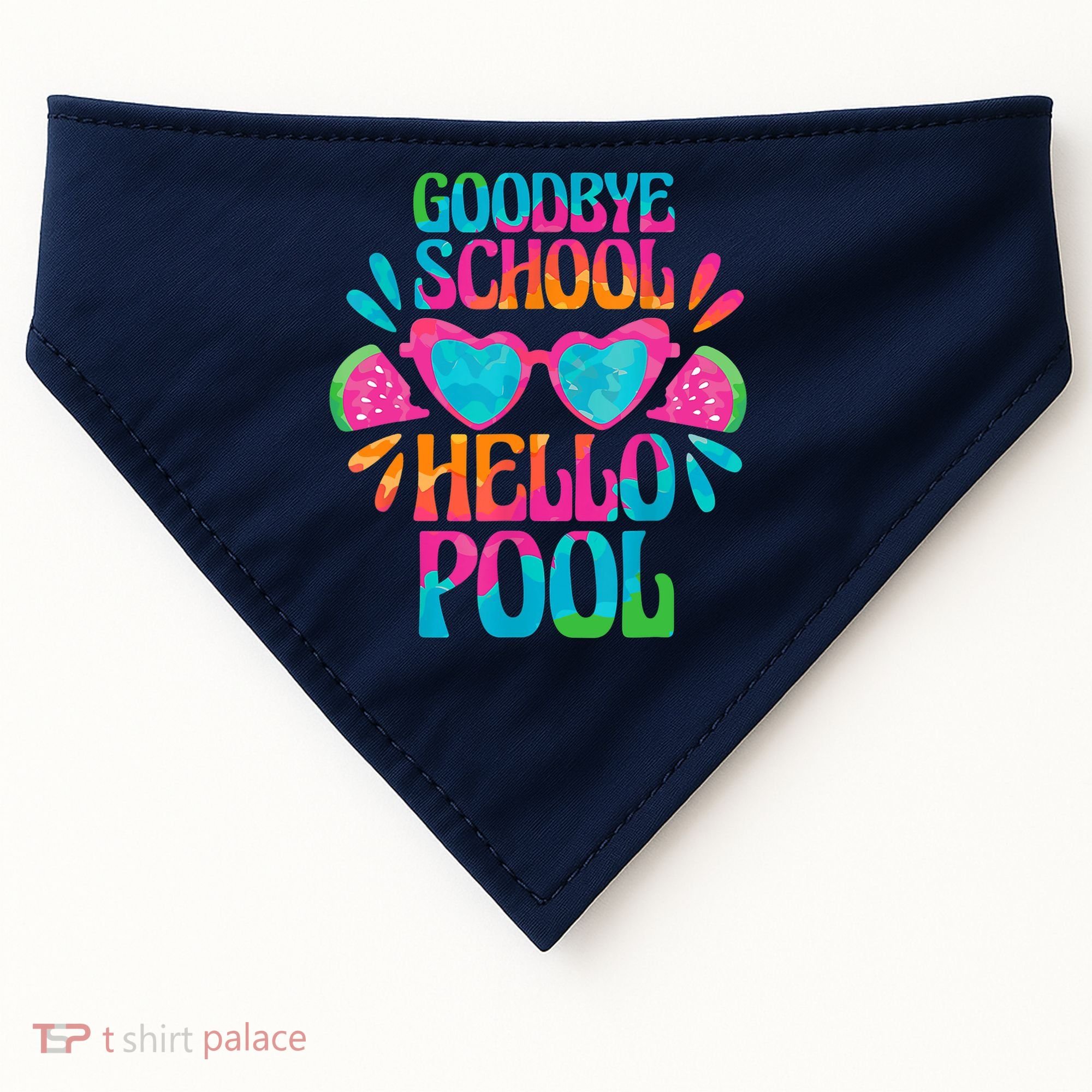 Goodbye School Hello Pool Watermelon Last Day Of School USA-Made Doggie Bandana