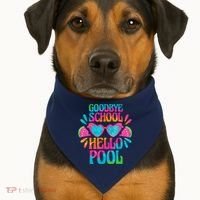 Goodbye School Hello Pool Watermelon Last Day Of School USA-Made Doggie Bandana thumb 1