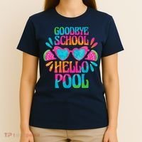 Goodbye School Hello Pool Watermelon Last Day Of School T-Shirt thumb 4