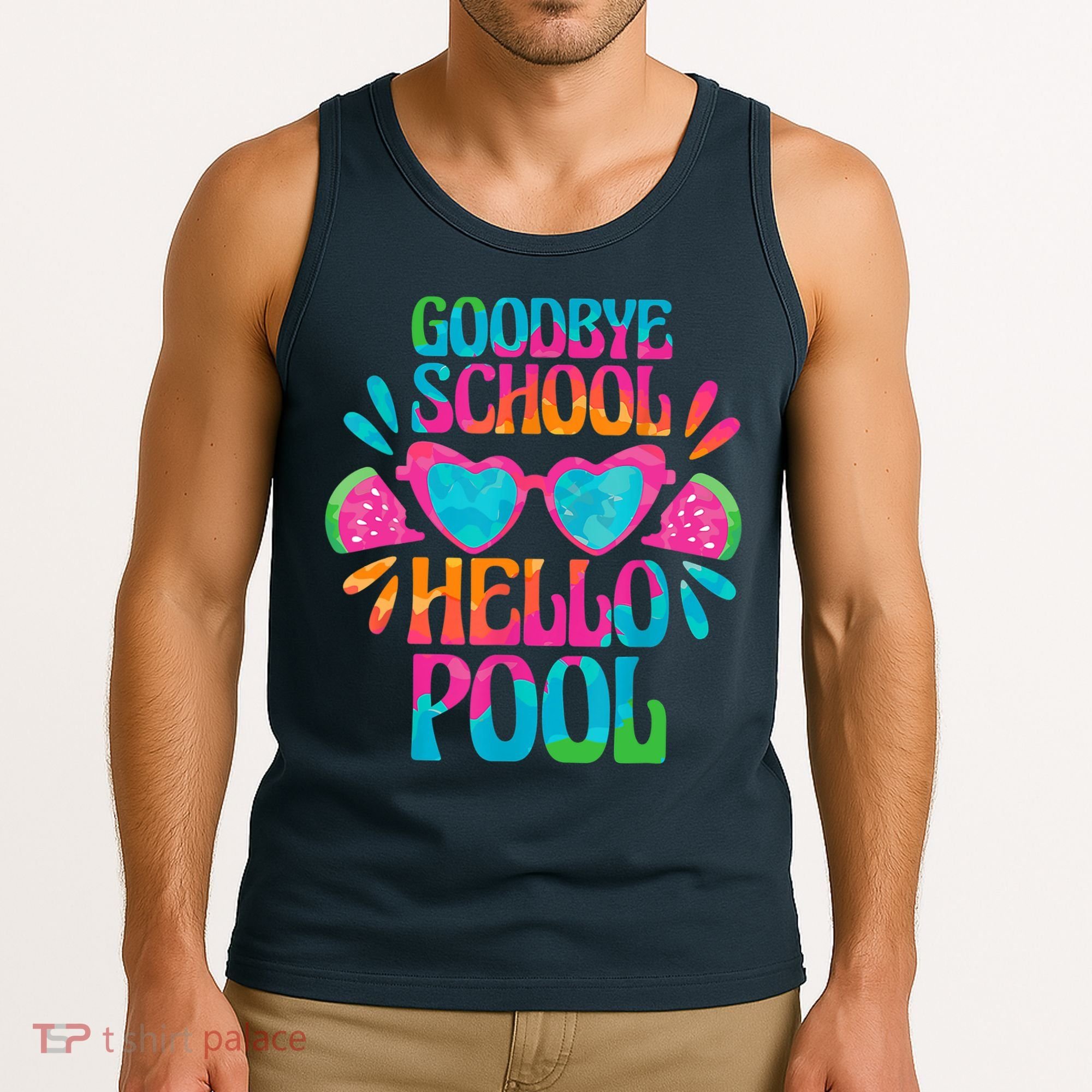 Goodbye School Hello Pool Watermelon Last Day Of School Tank Top