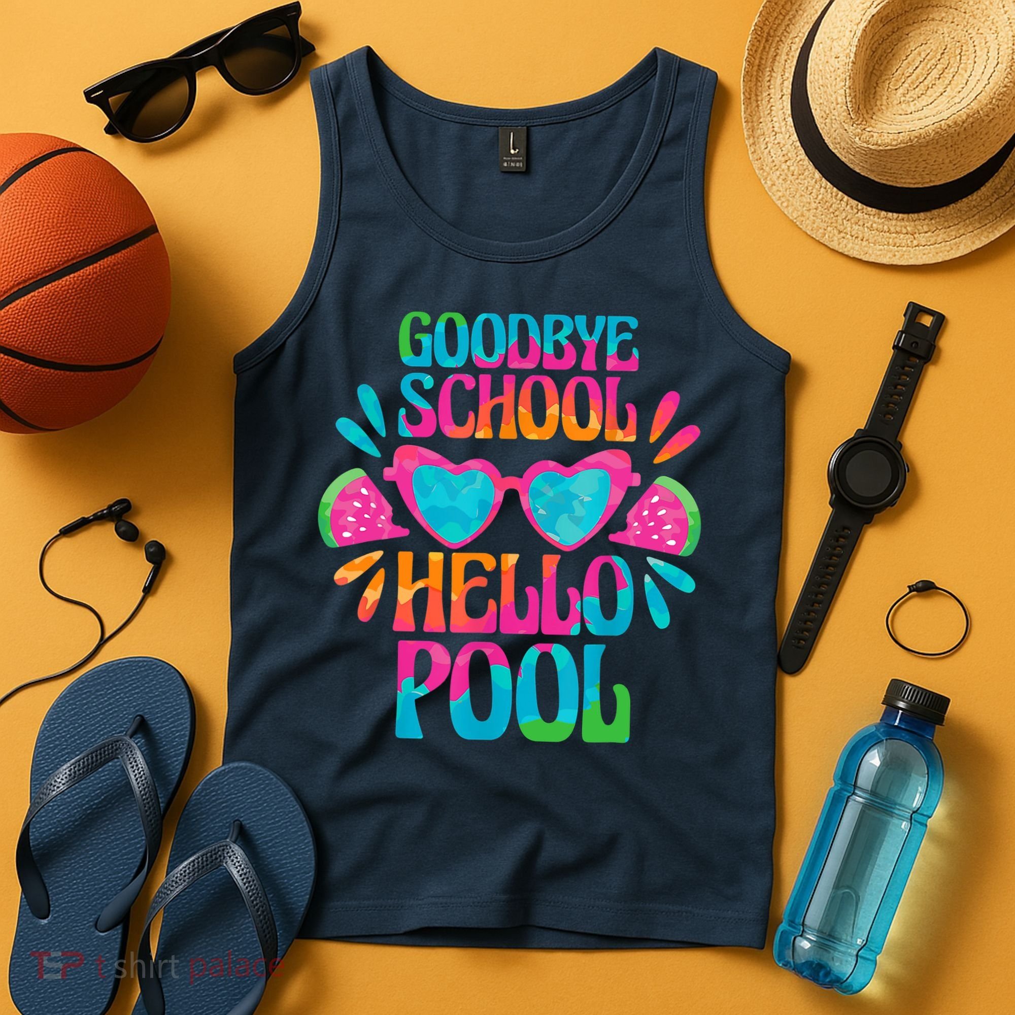 Goodbye School Hello Pool Watermelon Last Day Of School Tank Top