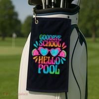 Goodbye School Hello Pool Watermelon Last Day Of School Golf Towel thumb 2
