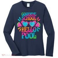 Goodbye School Hello Pool Watermelon Last Day Of School Women's Long Sleeve Shirt thumb 0