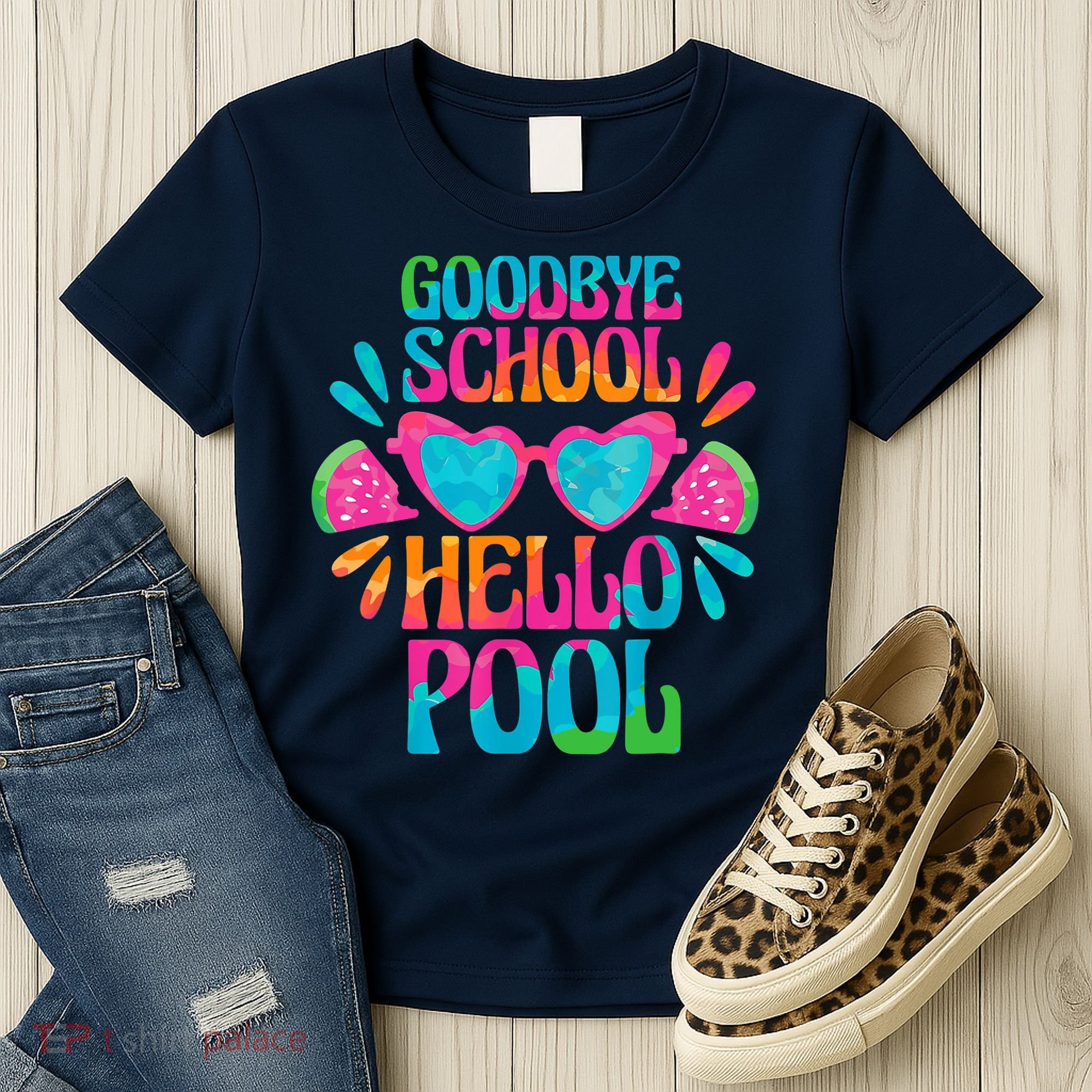 Goodbye School Hello Pool Watermelon Last Day Of School Women's T-Shirt