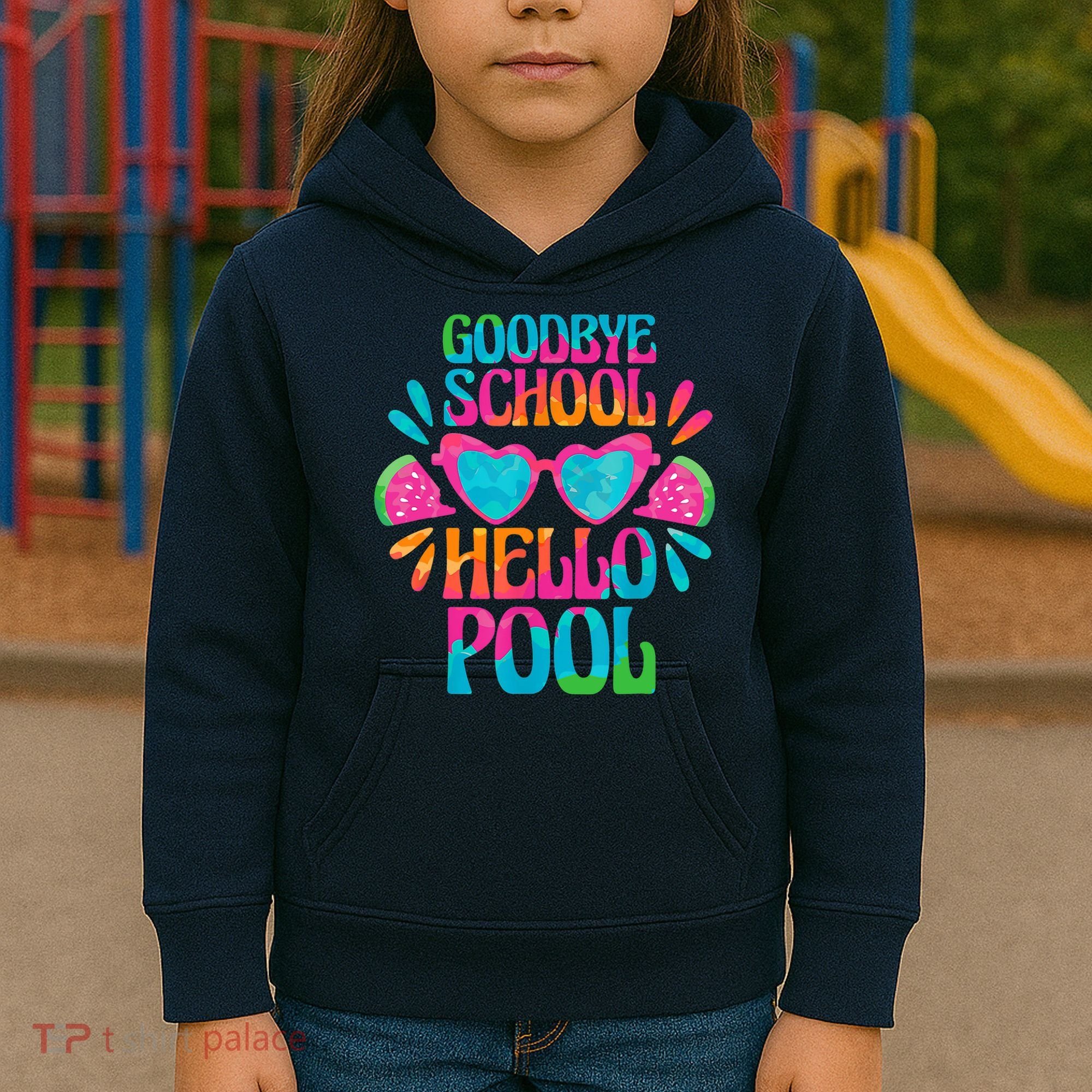Goodbye School Hello Pool Watermelon Last Day Of School Kids Hoodie