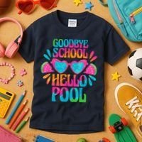 Goodbye School Hello Pool Watermelon Last Day Of School Kids T-Shirt thumb 3