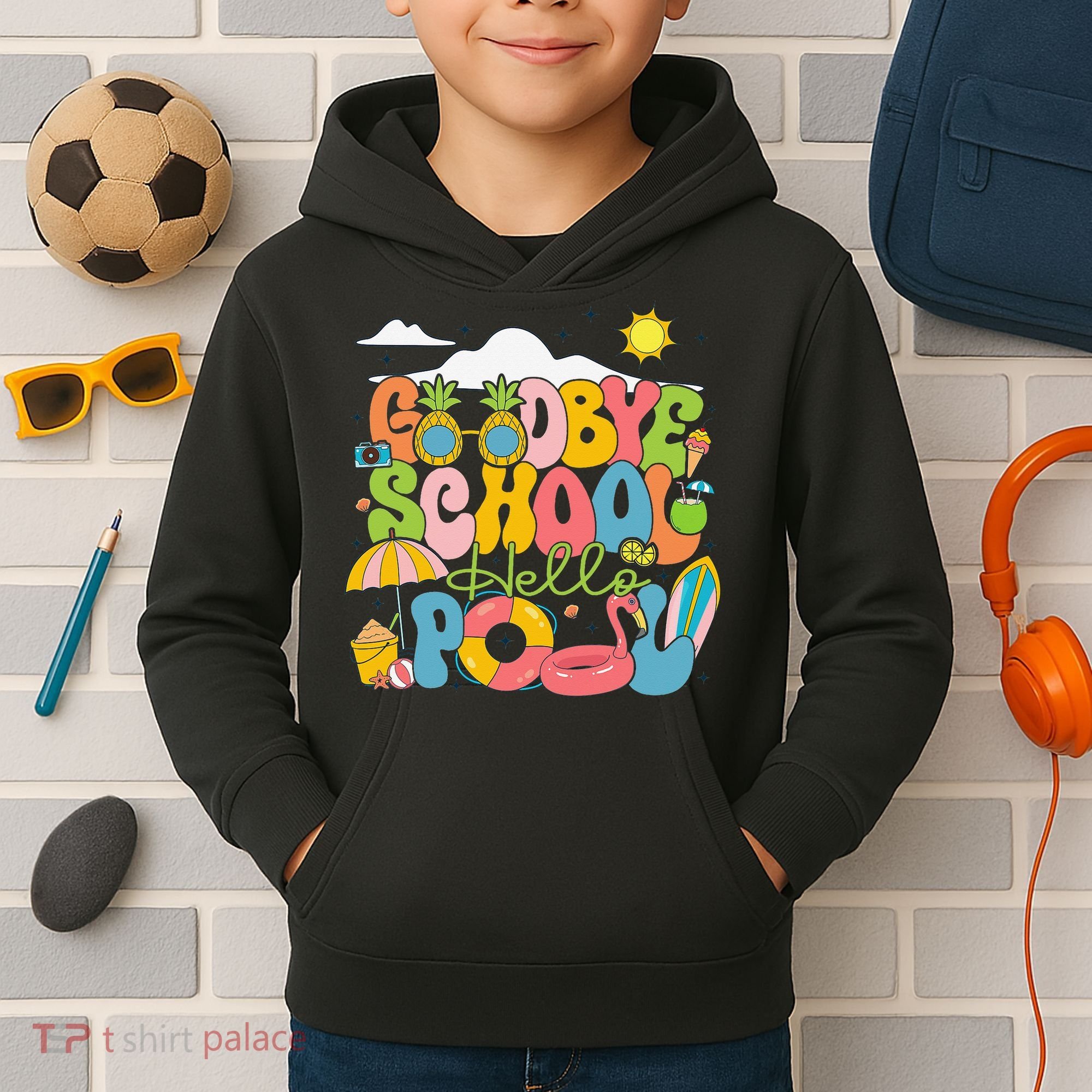 Goodbye School Hello Pool Schools Out For Summer Costume Kids Hoodie