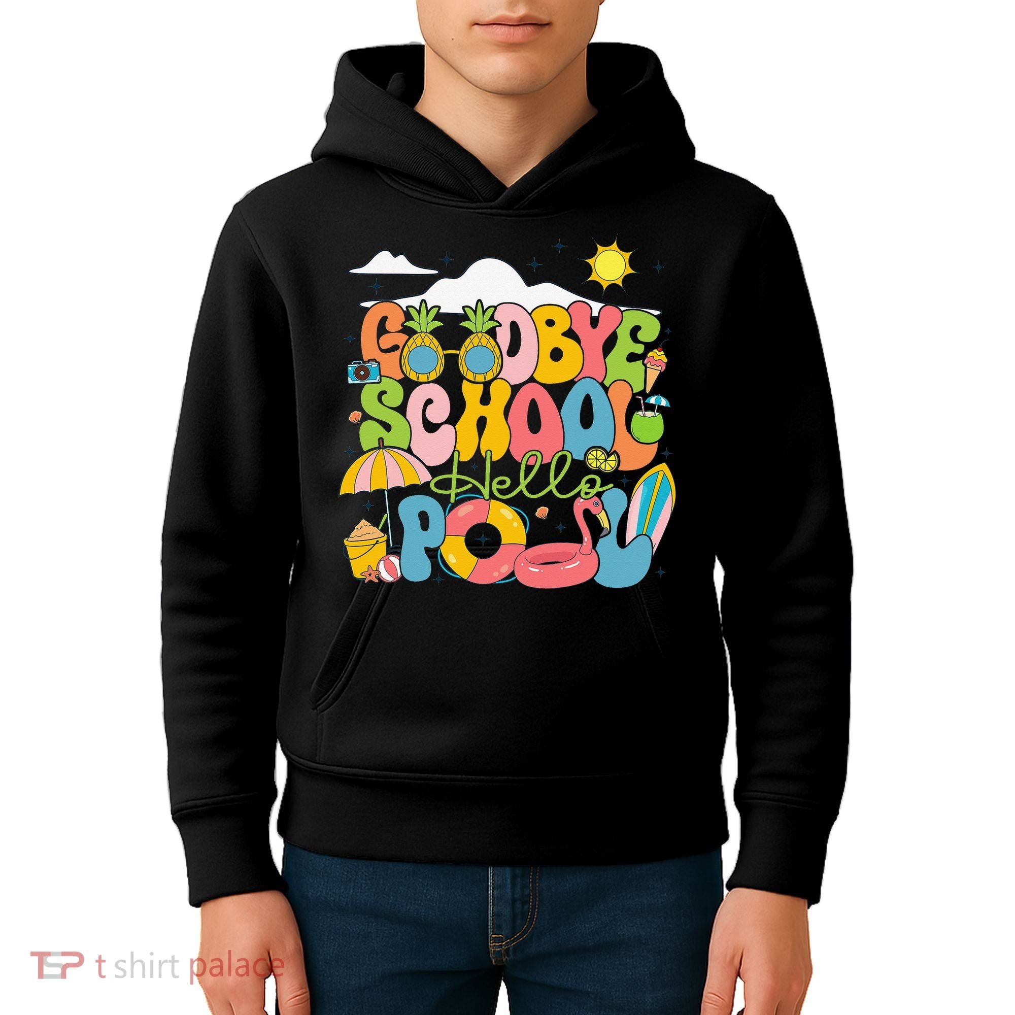 Goodbye School Hello Pool Schools Out For Summer Costume Kids Hoodie