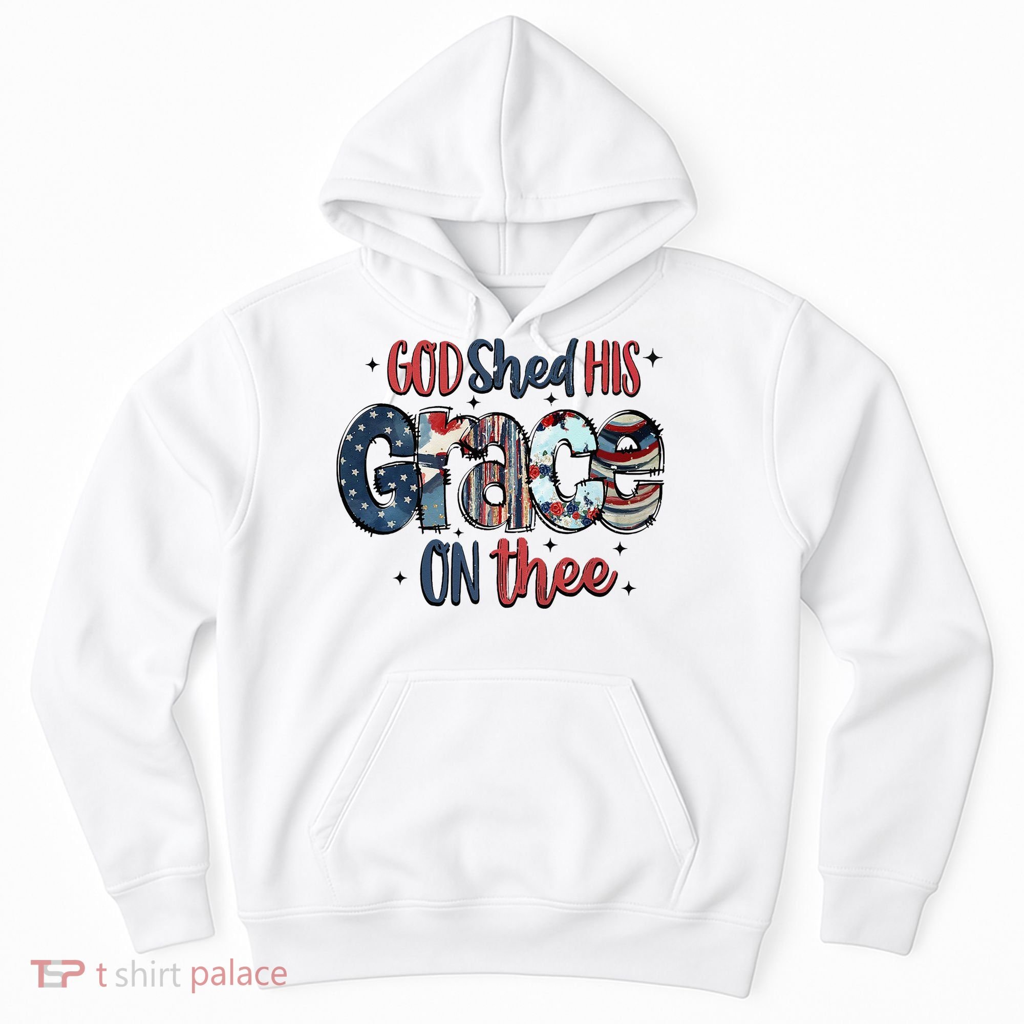 God Shed His Grace On Thee 4th Of July Groovy Patriotic Hoodie