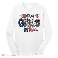 God Shed His Grace On Thee 4th Of July Groovy Patriotic Long Sleeve Shirt thumb 0