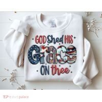 God Shed His Grace On Thee 4th Of July Groovy Patriotic Sweatshirt thumb 2