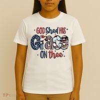 God Shed His Grace On Thee 4th Of July Groovy Patriotic T-Shirt thumb 4