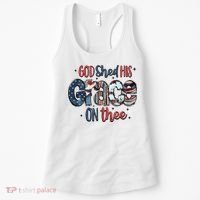 God Shed His Grace On Thee 4th Of July Groovy Patriotic Women's Tank Top thumb 0