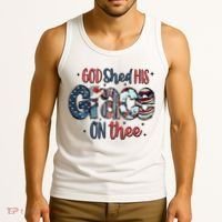 God Shed His Grace On Thee 4th Of July Groovy Patriotic Tank Top thumb 3