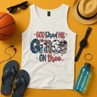 God Shed His Grace On Thee 4th Of July Groovy Patriotic Tank Top thumb 4