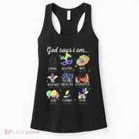 God Says I Am Mardi Gras Christian Bible Verse Fattuesday Women's Tank Top thumb 0