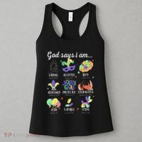 God Says I Am Mardi Gras Christian Bible Verse Fattuesday Women's Tank Top thumb 3