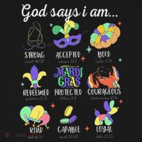 God Says I Am Mardi Gras Christian Bible Verse Fattuesday Women's Tank Top thumb 5