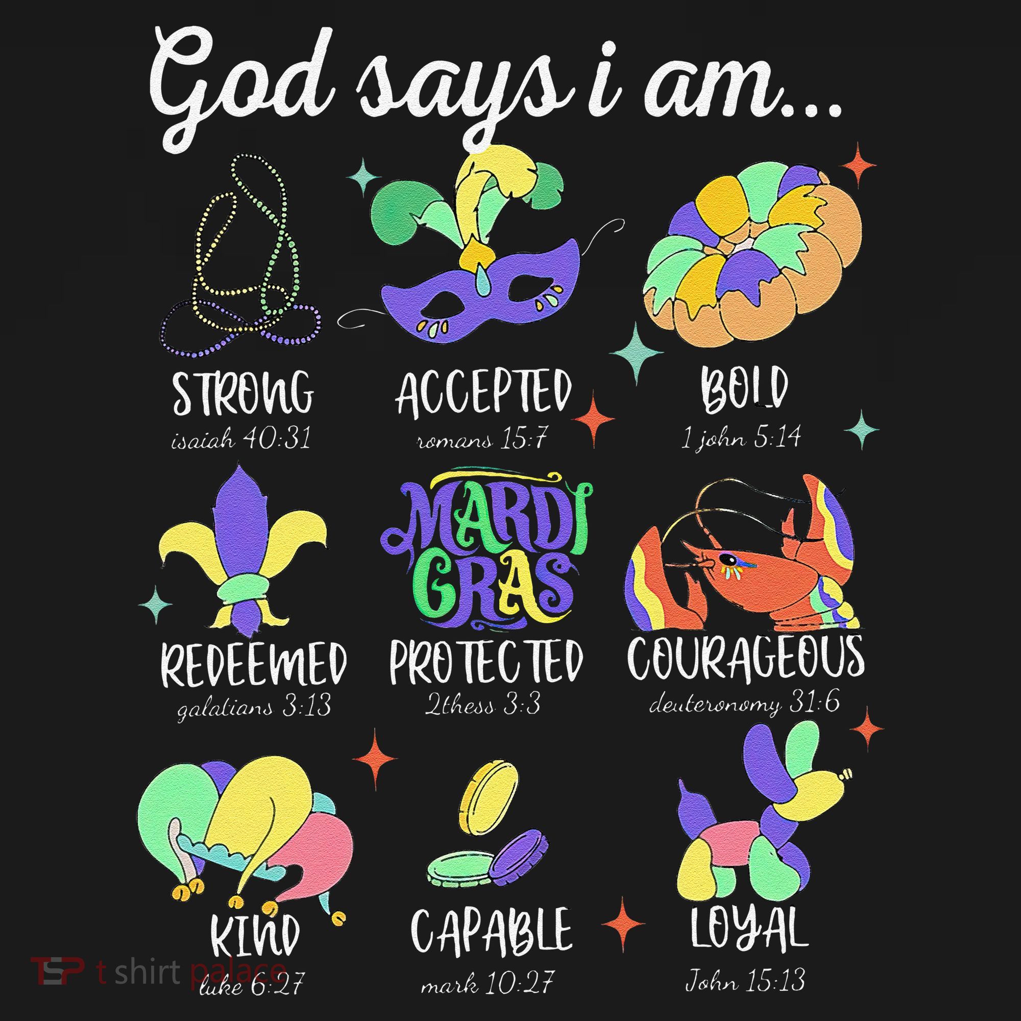 God Says I Am Mardi Gras Christian Bible Verse Fattuesday Women's Tank Top