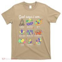 God Says I Am Mardi Gras Christian Bible Verse Fattuesday T-Shirt thumb 0