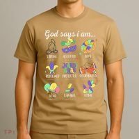 God Says I Am Mardi Gras Christian Bible Verse Fattuesday T-Shirt thumb 3