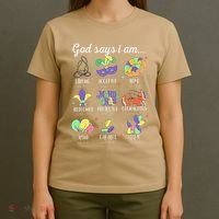 God Says I Am Mardi Gras Christian Bible Verse Fattuesday T-Shirt thumb 4