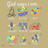 God Says I Am Mardi Gras Christian Bible Verse Fattuesday T-Shirt thumb 7