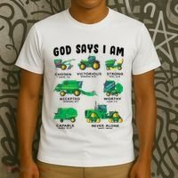 God Says I Am Tractor Farm Truck Bible Verse T-Shirt thumb 3