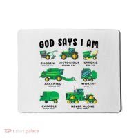 God Says I Am Tractor Farm Truck Bible Verse Mousepad thumb 0