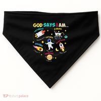 God Says I Am Outer Space Themed Bible Christian USA-Made Doggie Bandana thumb 0