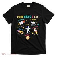 God Says I Am Outer Space Themed Bible Christian T-Shirt thumb 0
