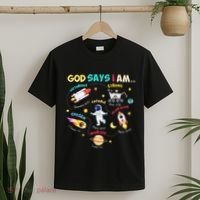 God Says I Am Outer Space Themed Bible Christian T-Shirt thumb 2