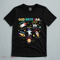 God Says I Am Outer Space Themed Bible Christian T-Shirt thumb 5