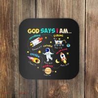 God Says I Am Outer Space Themed Bible Christian Coaster thumb 0