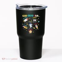 God Says I Am Outer Space Themed Bible Christian Tumbler thumb 0