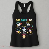 God Says I Am Outer Space Themed Bible Christian Women's Tank Top thumb 3