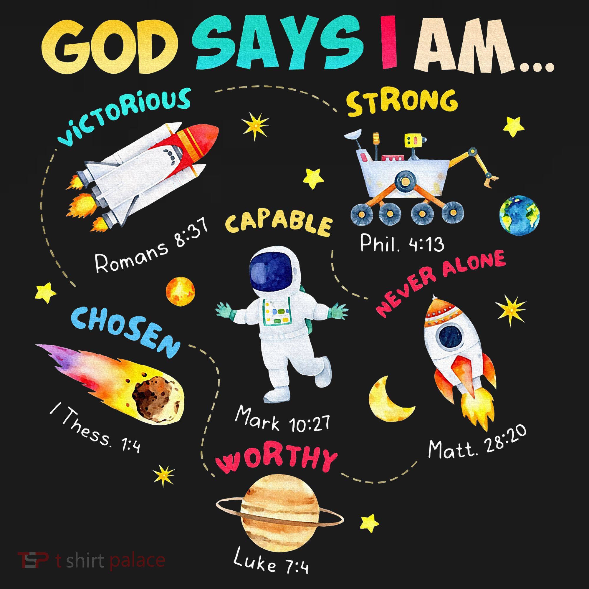 God Says I Am Outer Space Themed Bible Christian Women's Tank Top
