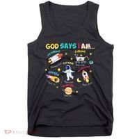 God Says I Am Outer Space Themed Bible Christian Tank Top thumb 0