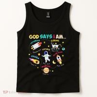 God Says I Am Outer Space Themed Bible Christian Tank Top thumb 2