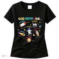 God Says I Am Outer Space Themed Bible Christian Women's T-Shirt thumb 0